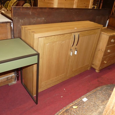 Lot 1356 - A contemporary anodised metal and leather clad...