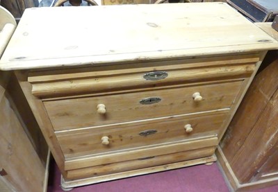 Lot 1364 - A continental rustic pine round cornered chest...
