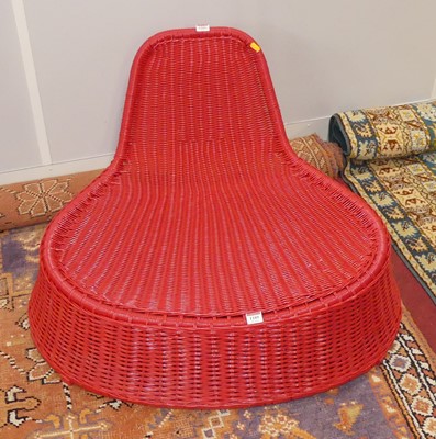 Lot 1189 - A contemporary red rattan interwoven low...