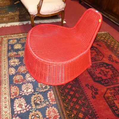 Lot 1366 - A contemporary red rattan interwoven low...