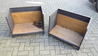 Lot 1382 - Two cast iron Vermont log stores, each width 71cm