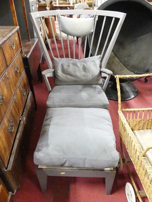 Lot 1311 - A contemporary grey painted stickback tub...