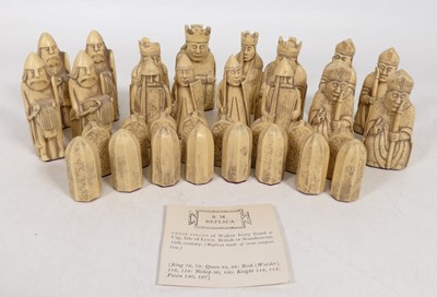 Lot 388 - A resin part chess set, after the walrus ivory...