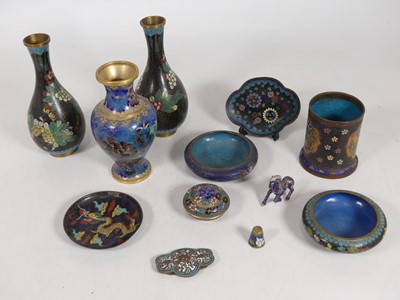 Lot 396 - A collection of Japanese cloisonne enamel...