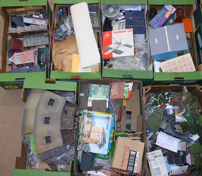 Lot 236 - Seven boxes of mixed HO gauge scenic items to...