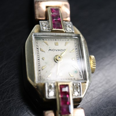 Lot 2013 - A 9ct yellow and rose gold Lady's Movado...