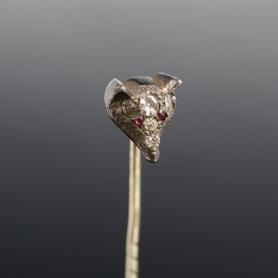 Lot 2017 - A yellow and white metal fox head stick pin...