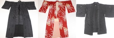 Lot 140 - Three Japanese kimono robes, 20th century,...