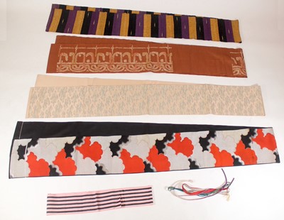 Lot 141 - Four Japanese kimono obi and four cords, 20th...