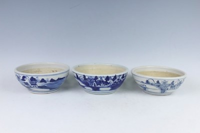 Lot 38 - Three Chinese blue and white bowls, circa 1900...
