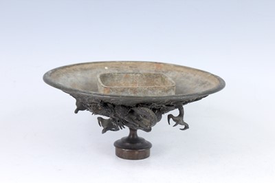 Lot 13 - A Japanese bronze ikebana bowl, Meiji period...
