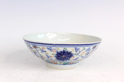 Lot 66 - A Chinese underglaze blue and enamel ‘lotus’...