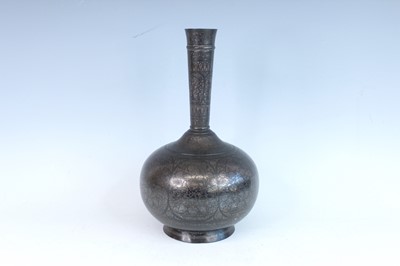 Lot 9 - An Indian bidri silver-inlaid bottle vase,...