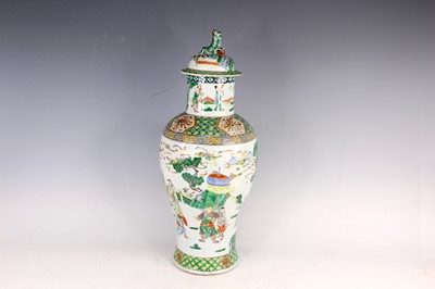 Lot 87 - A Chinese famille verte figural baluster vase...