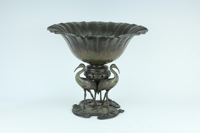 Lot 12 - A Japanese bronze ikebana vessel, Meiji period...