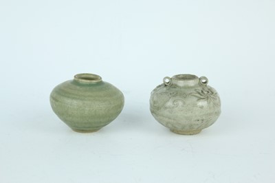 Lot 34 - Two Chinese celadon jars, Ming Dynasty...