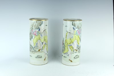 Lot 88 - A pair of famille rose hat stands, early 20th...