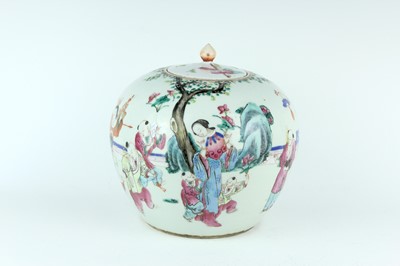 Lot 86 - A Chinese famille rose figural jar and cover,...
