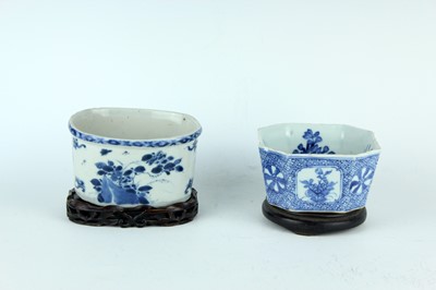 Lot 48 - Two Chinese blue and white brush washers,...