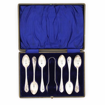Lot 262 - A cased Edwardian silver cutlery set,...