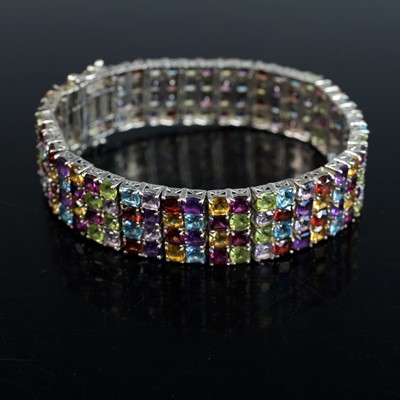 Lot 2020 - A white metal geometric multi-stone...
