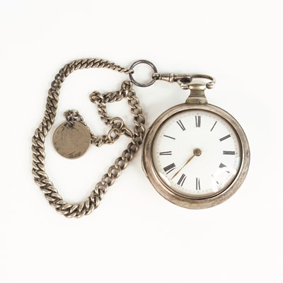 Lot 353 - A George III silver pair cased pocket watch,...