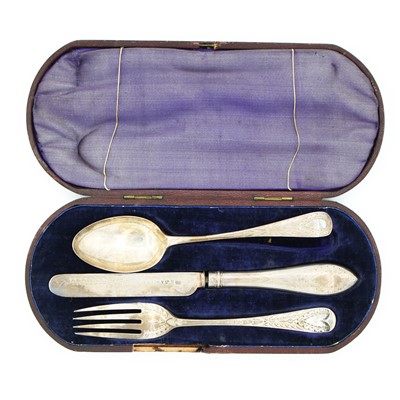 Lot 242 - A cased Victorian silver cutlery trio,...