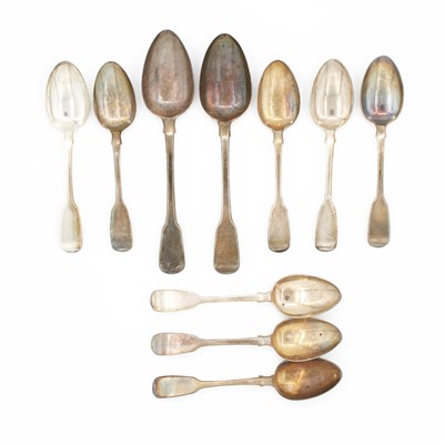 Lot 276 - A set of eight William IV silver tablespoons,...