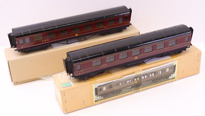 Lot 167 - Pair of Exley LMS 0 gauge coaches, to include...