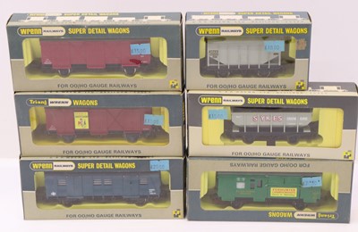 Lot 446 - Six Wrenn goods wagons (five are long...