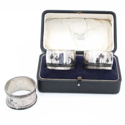Lot 236 - A cased pair of Middle Eastern silver and...