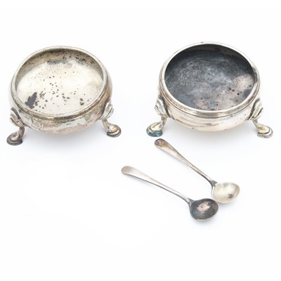 Lot 231 - A pair of George II silver open salts, having...