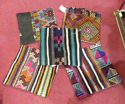Lot 1290 - Five Anatolian Kilim cushion covers, 40cm x...