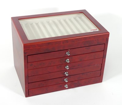 Lot 453 - A rosewood effect pen collectors case, having...