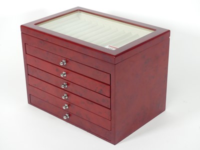 Lot 452 - A rosewood effect pen collectors case, having...