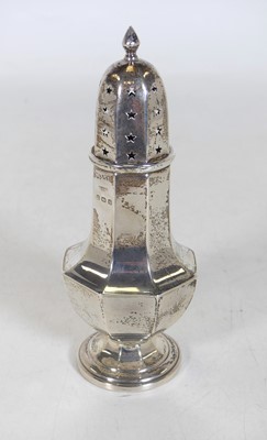 Lot 234 - A George VI silver sugar caster, of octagonal...