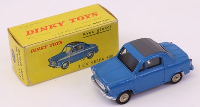 Lot 603 - French Dinky Toys, 529 2CV Vespa 400, blue,...