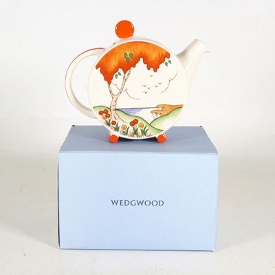 Lot 198 - A Wedgwood 'Orange Taormina' pattern teapot,...