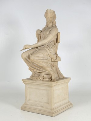 Lot 2 - A reconstituted marble figure of Clio,...