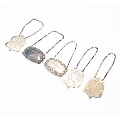 Lot 249 - A collection of 20th century silver decanter...