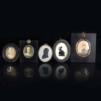 Lot 498 - Five miniature portrait studies, comprising...