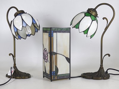 Lot 18 - A pair of contemporary Tiffany style table...