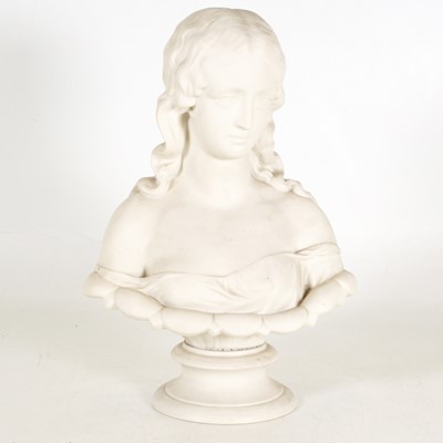 Lot 42 - A parian bust of a lady, h.29cm, together with...