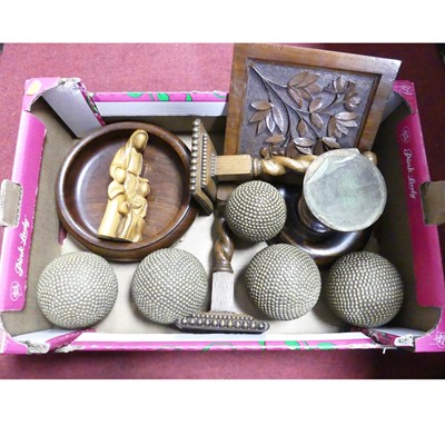 Lot 134 - A collection of treen, to include a relief...