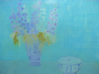 Lot 1026 - Bernard Myers (1925-2007) - Delphiniums blue &...