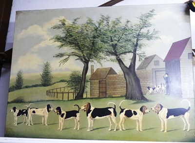 Lot 1027 - 20th century school - Gamekeeper with hounds,...
