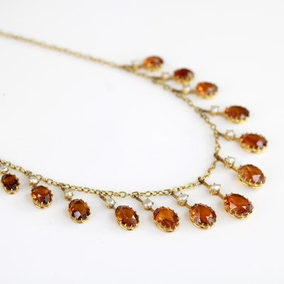 Lot 2035 - A yellow metal, citrine and freshwater pearl...