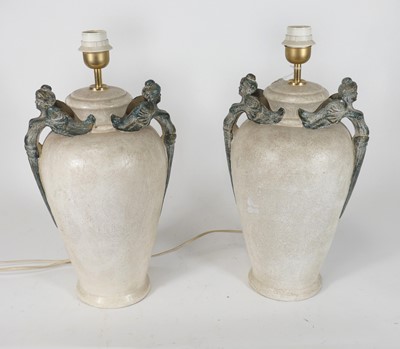 Lot 106 - A pair of contemporary pottery table lamps, of...