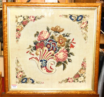 Lot 1060 - A Victorian woolwork and beadwork panel, 57 x...