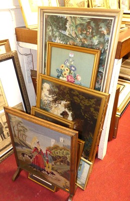 Lot 1092 - Various 20th century framed woolwork panels,...